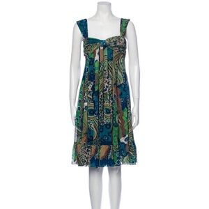 Alberto Malaki Multicolor peacock feather Patterned sleeveless Women's Dress